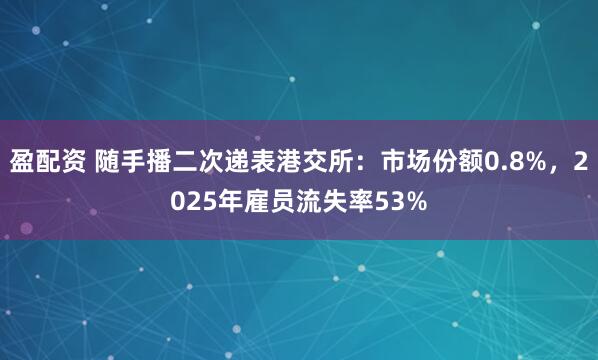盈配资 随手播二次递表港交所：市场份额0.8%，2025年雇员流失率53%