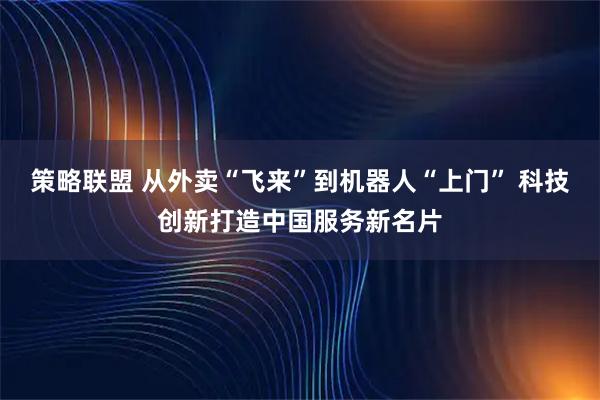 策略联盟 从外卖“飞来”到机器人“上门” 科技创新打造中国服务新名片